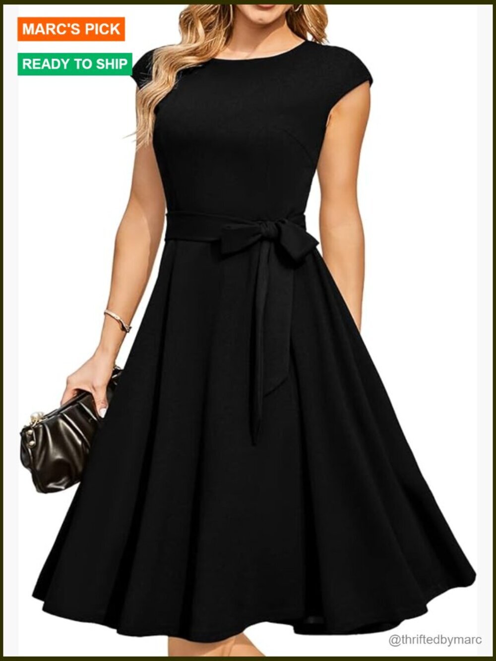 Midi Cocktail Dress with Cap Sleeves - Modest Formal A-Line